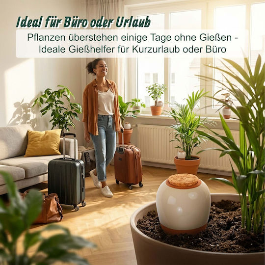 Set de 2 Țepi de Irigare pentru Plante din Lut Relaxdays 350 ml cu Eliberare Lentă a Apei Bej-Maro