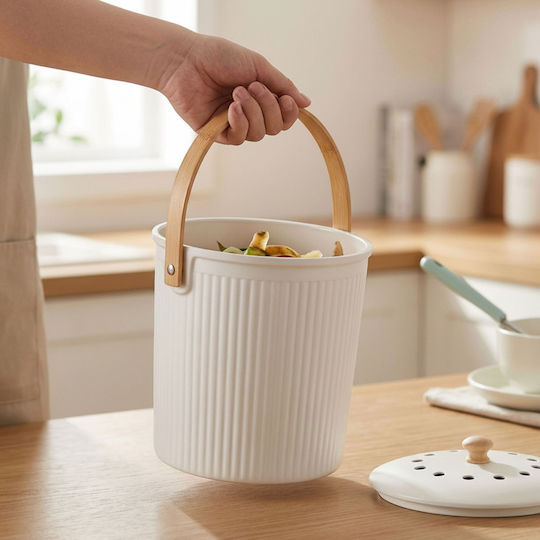 Relaxdays Coș de Gunoi din Plastic 5,6 l Alb