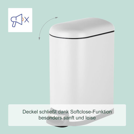 Relaxdays Coș de Gunoi din Oțel Inoxidabil cu Pedală 10 l Alb