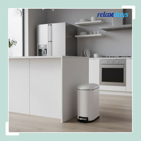 Relaxdays Coș de Gunoi din Oțel Inoxidabil cu Pedală 10 l Alb