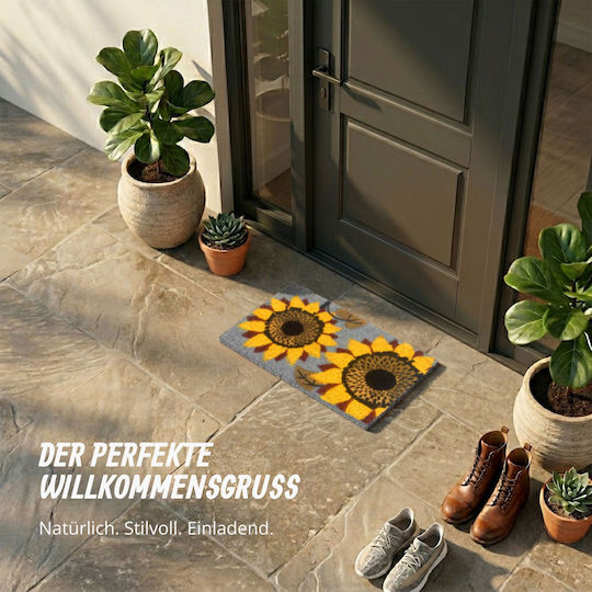 Relaxdays Covoraș de Intrare din Fibră de Cocos cu Suport Antiderapant Portocaliu 60x40 cm Grosime 15 mm