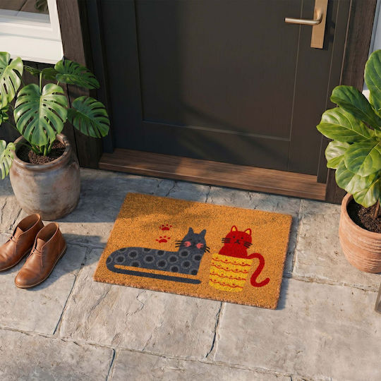 Relaxdays Covoraș de Intrare din Fibră de Cocos Multicolor 60x40 cm cu Grosimea de 15 mm