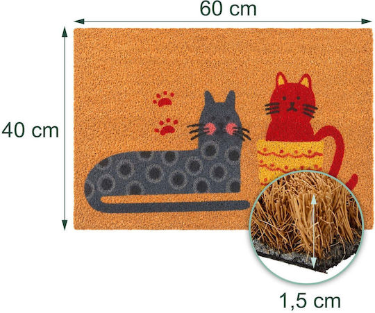 Relaxdays Covoraș de Intrare din Fibră de Cocos Multicolor 60x40 cm cu Grosimea de 15 mm