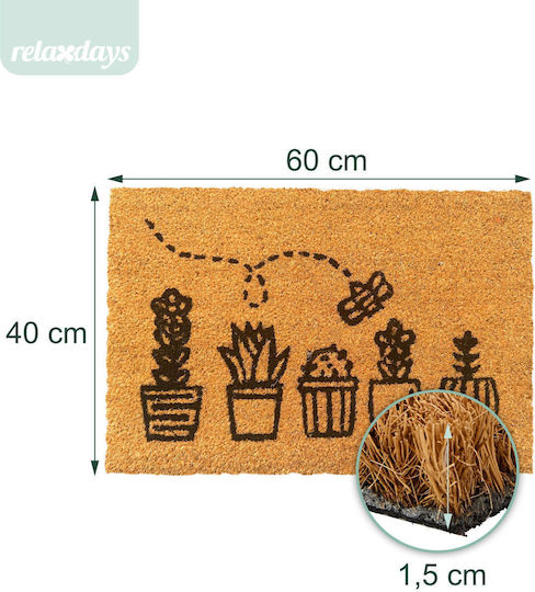Relaxdays Πατάκι Εισόδου από Κοκοφοίνικα Μπεζ 60x40εκ.