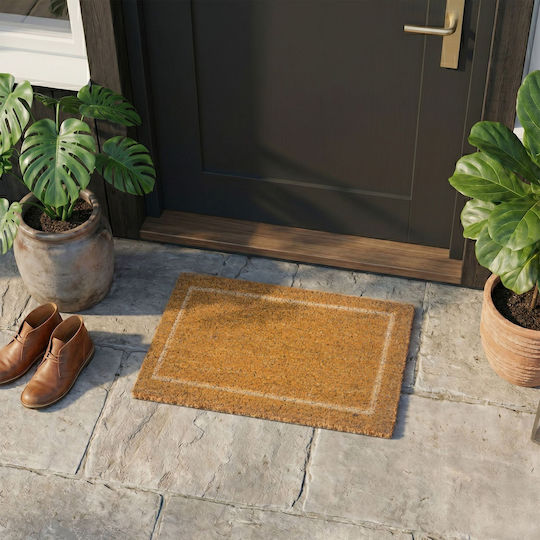 Relaxdays Covoraș de intrare din fibră de cocos bej 60x40 cm cu grosimea de 15 mm