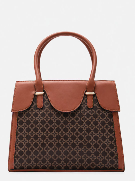 Braune Damen-Schultertasche aus Stoff