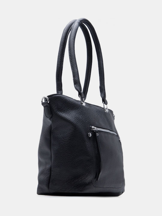 Schwarze Tote-Handtasche aus Stoff für Damen