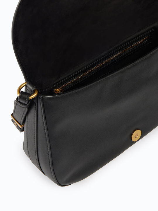 Love Δερμάτινη Γυναικεία Satchel Τσάντα Μαύρη