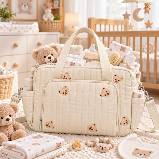 Queen Mother Shoulder/Handbag Diaper Bag Beige 36x31x11 cm
