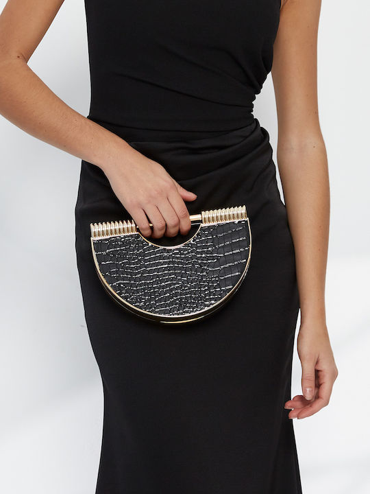 Women's Croco Black Handbag / Shoulder Bag