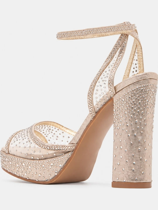Sandalen mit Strass in Gold