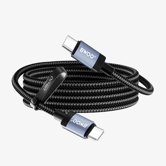 BWOO Bo-x401cc Cablu împletit USB-C tată - USB-C 65W PD Negru 1 m