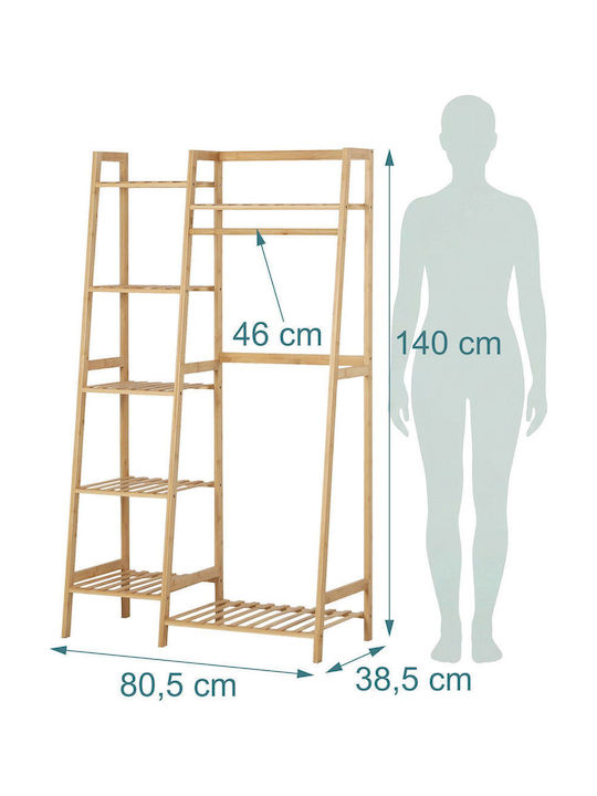 Relaxdays Κρεμάστρα Δαπέδου από Bamboo Μπεζ 140x80.5cm