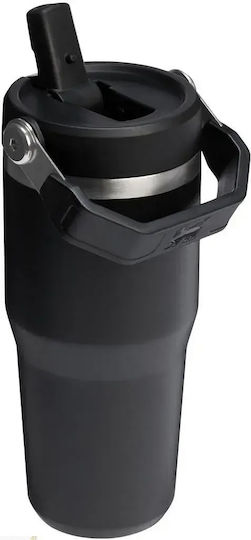 Stanley Iceflo Flip Straw Μπουκάλι Θερμός BPA Free 410ml Black 2.0 με Καλαμάκι
