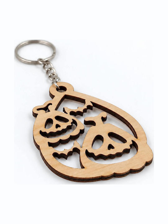 Дървен Halloween Ключодържател във Форма на Капка с Тикви и Прилепи Suga Style