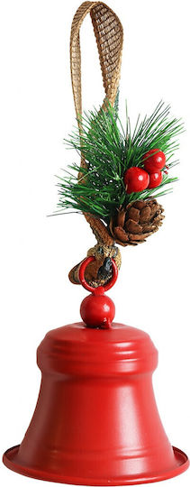 Figurină Metalică de Crăciun în Formă de Clopot Roșu, Lungime 8 cm