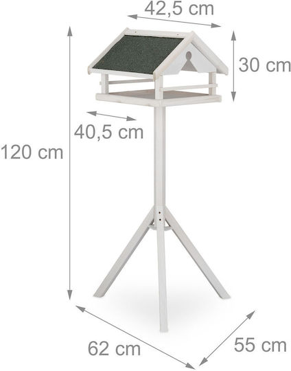 Hrănitoare Pentru Păsări Din Lemn De Brad Albă Verde 120 X 62 X 55 Cm