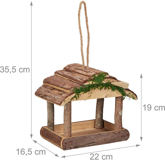 Hrănitoare pentru Păsări Relaxdays din Lemn, Culoarea Mușchi, 19 X 22 X 16.5 Cm, Maro, Decorațiune de Grădină Suspendată