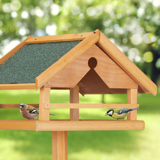 Relaxdays Hrănitoare pentru Păsări cu Suport din Lemn Verde Natural 120 X 62 X 55 Cm