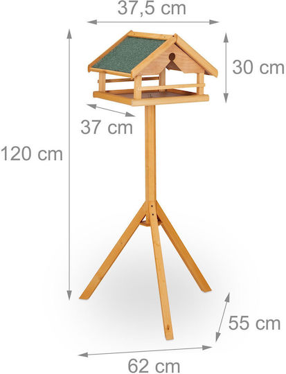 Relaxdays Hrănitoare pentru Păsări cu Suport din Lemn Verde Natural 120 X 62 X 55 Cm