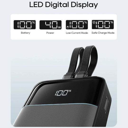 Cuktech LPB200NL Външна батерия 20000mAh 40W с USB-A порт и USB-C порт Сива