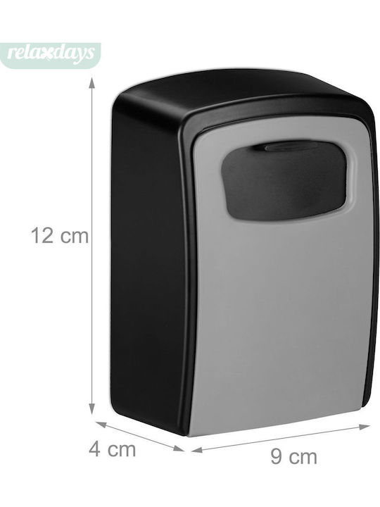 Relaxdays Cutie pentru Chei cu Cifru și Încuietoare cu Combinație 12 X 9 X 4 Cm Negru-Gri