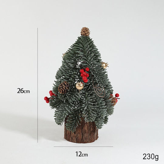 Brăduț Decorativ de Crăciun din Plastic, 26 cm, Decorat, Verde Brăduț Decorativ de Crăciun din Plastic, 26 cm, Decorat, Verde