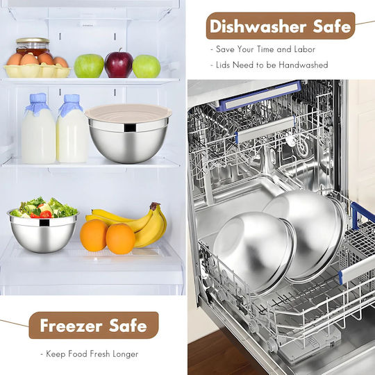 Set de Recipiente pentru Alimente din Inox, Argintii, 6 Bucăți