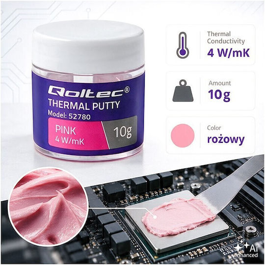Qoltec High Thermal Conductivity Thermal Paste 4 W/m-k 10 G Pink