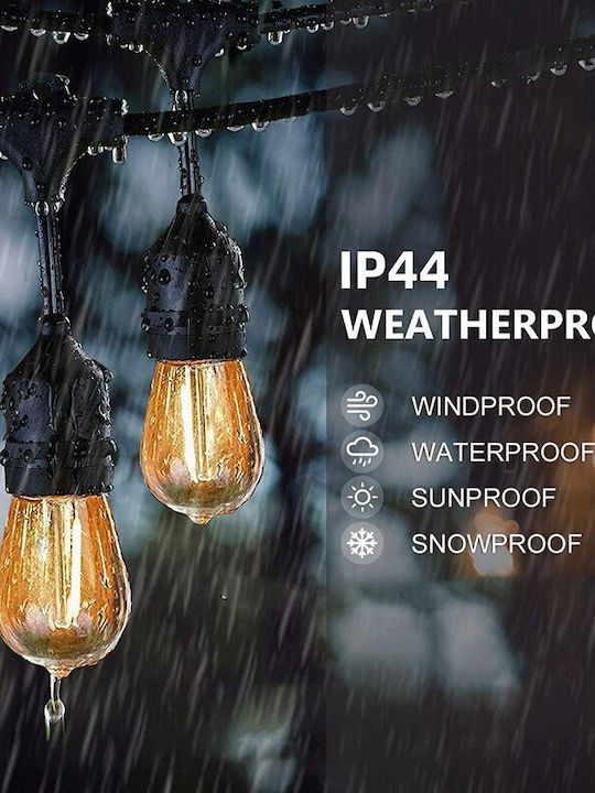 Водоустойчива LED Светлинна Гирлянда IP44 10 м с 10 Топлобели Лампи
