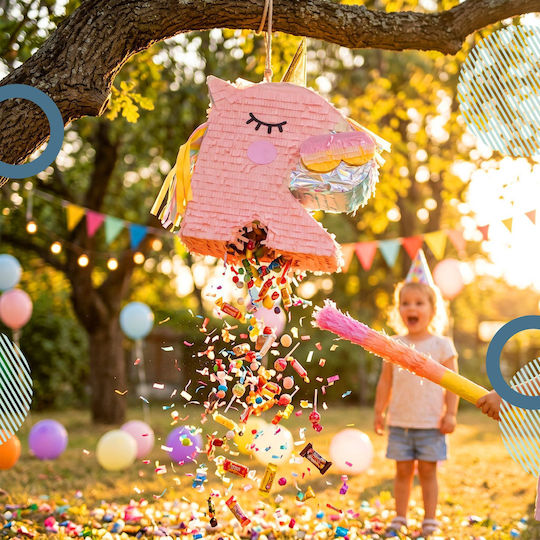 Relaxdays Unicorn Piñata Set Mask Stick Rose Gold 40 X 60 Cm