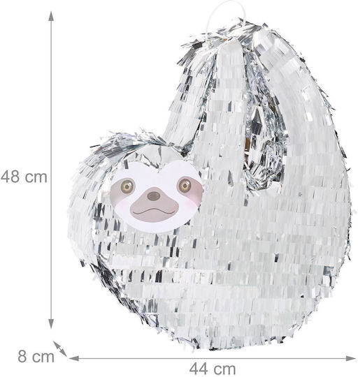 Relaxdays Sloth Piñata Set Silver-gray Mask Bat