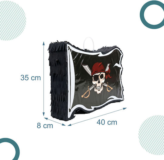 Relaxdays Pirate Flag Piñata Mask Red White Black Bat