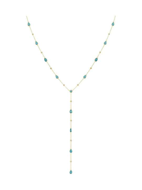 Necklace in Gold-Plated Silver with Turquoise