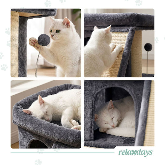 Компактна клетка за котка Relaxdays, антрацитносив цвят, 38,5 × 54 × 45 см, с перяща се възглавница