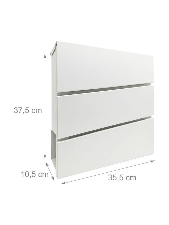 Relaxdays Cutie Poștală de Exterior din Metal Albă 37.5x10.5x35.5cm