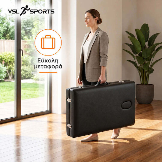 VSL Sports ProRest Pat de Fizioterapie Portabil/Pliabil Negru din Aluminiu 185x70cm