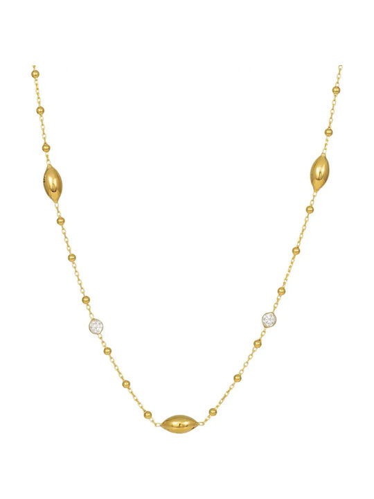 Necklace Made of Gold-Plated Silver with Zircon