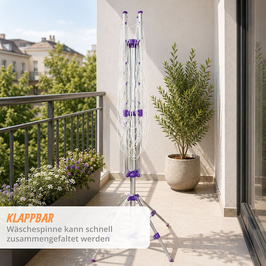 Relaxdays Uscător de Rufe Pliabil pentru Grădină, cu Suport de Podea, din Aluminiu, cu Lungime de Uscare de 1,67 m