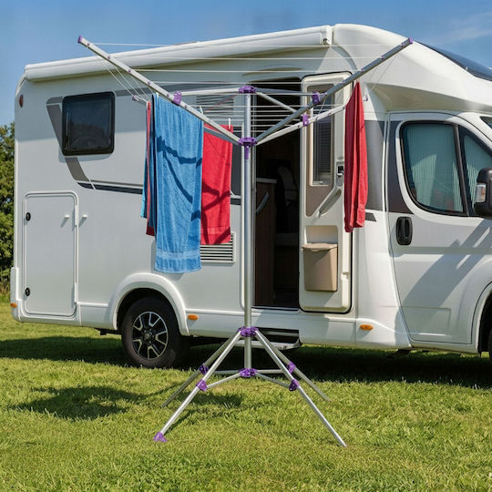 Relaxdays Uscător de Rufe Pliabil pentru Grădină, cu Suport de Podea, din Aluminiu, cu Lungime de Uscare de 1,67 m