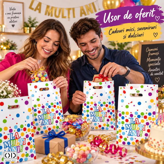 Pungă de Plastic pentru Cadou Multicoloră 16.5x25cm 10 Bucăți