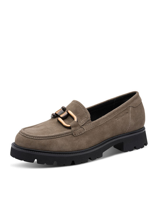 Suede Γυναικεία Loafers σε Μπεζ Χρώμα