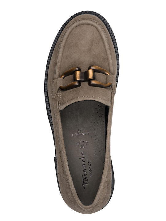 Suede Γυναικεία Loafers σε Μπεζ Χρώμα