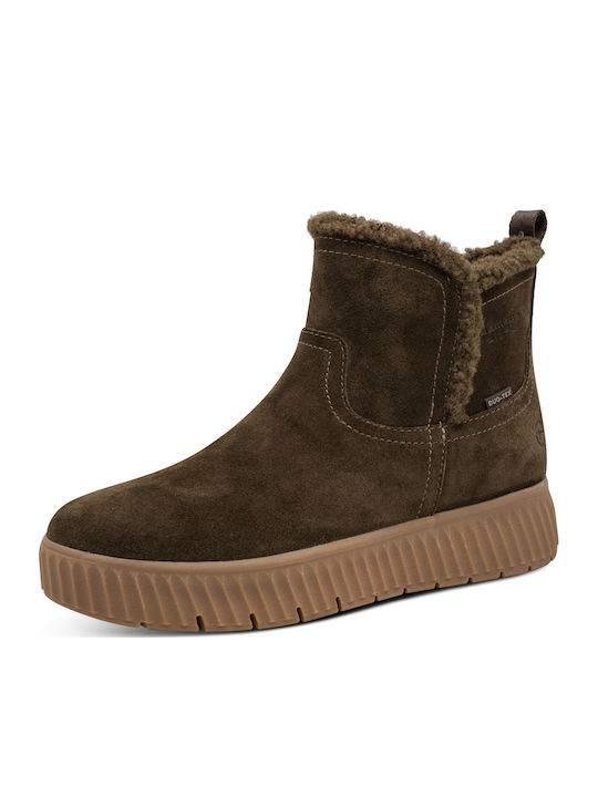 Grüne Damen-Stiefeletten aus Wildleder