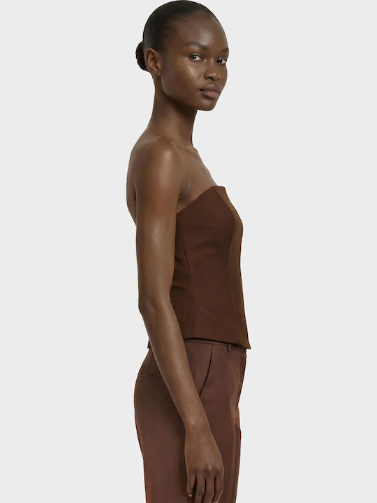 Women's Strapless Top Dark Brown