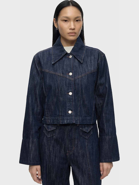 Crop Γυναικείο Τζιν Μπουφάν Unwashed Denim