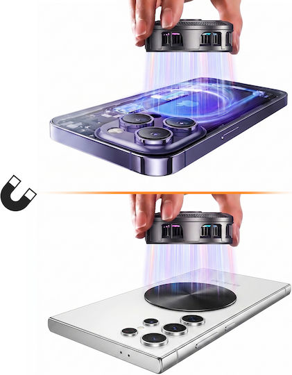 Avizar beleuchteter magnetischer Smartphone-Kühler mit abnehmbarem Clip Schwarz