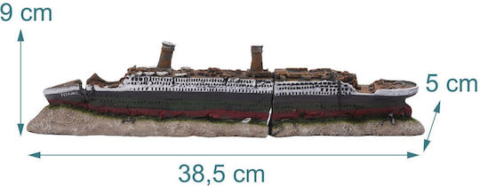 Decor pentru acvariu în formă de epavă a Titanicului Relaxdays, Antracit, Roșu și Gri, 20 x 10 x 15 cm