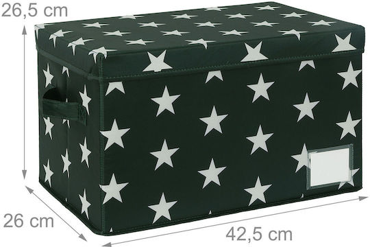 Relaxdays Christmas Bauble Storage Box 10052312_53 30 Baubles Adjustable Dividers Handle Lid Polyester Cardboard Plastic Dark Green White Stars 26.5 X 42.5 X 26 Cm