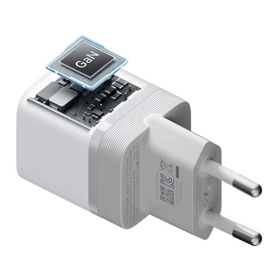 Cuktech GaN зарядно устройство без кабел с USB-C порт 40 W бяло (AC301)